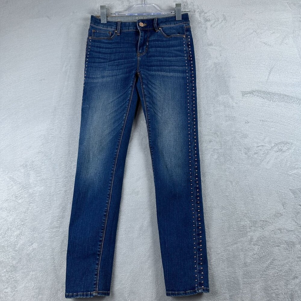White House Black Market Jeans Size 0 Women The Slim Ankle Embellished Stud Blue